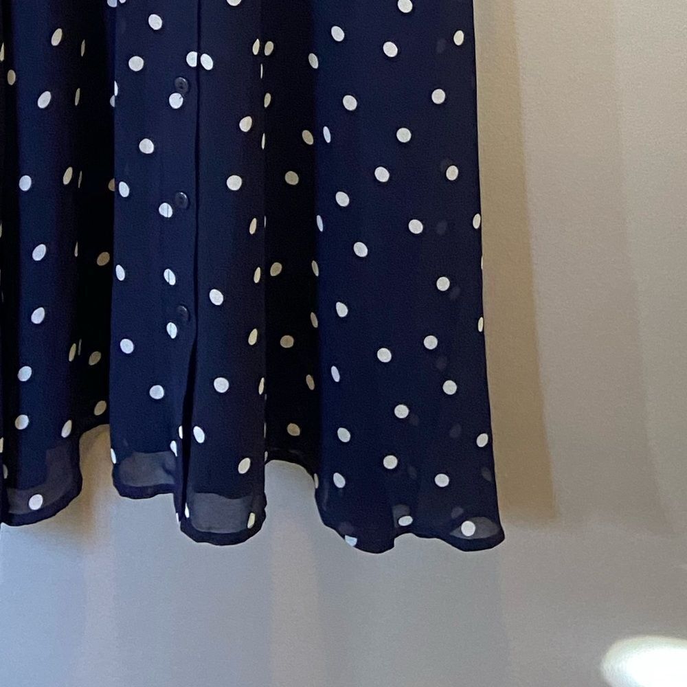 Navy Polka Dot Shirt Dress - Picture 6 of 8